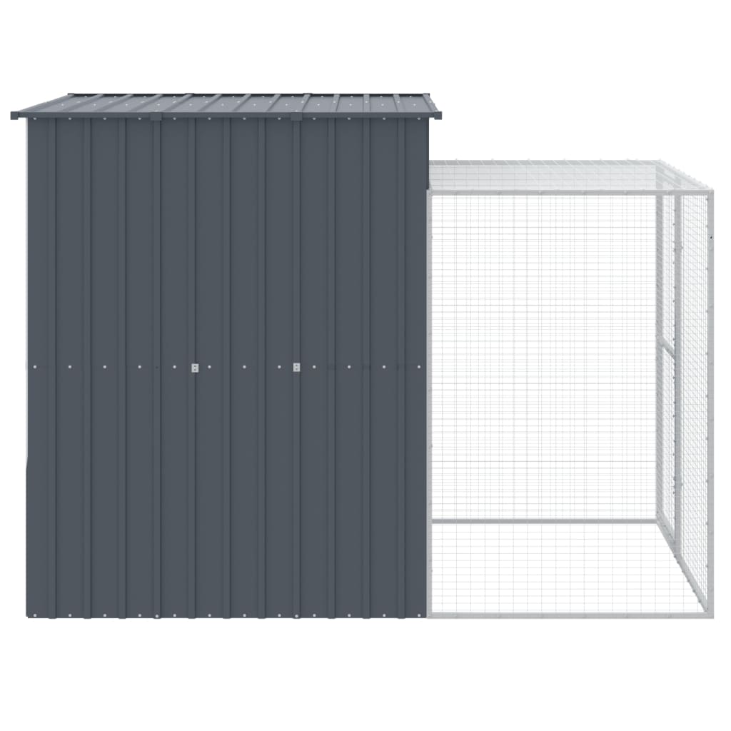 Kippenhok met ren 165x251x181 cm gegalvaniseerd staal antraciet - Afbeelding 4