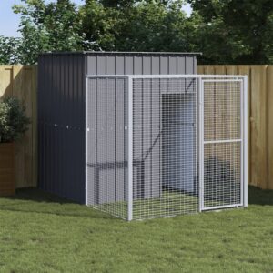 Kippenhok met ren 165x251x181 cm gegalvaniseerd staal antraciet