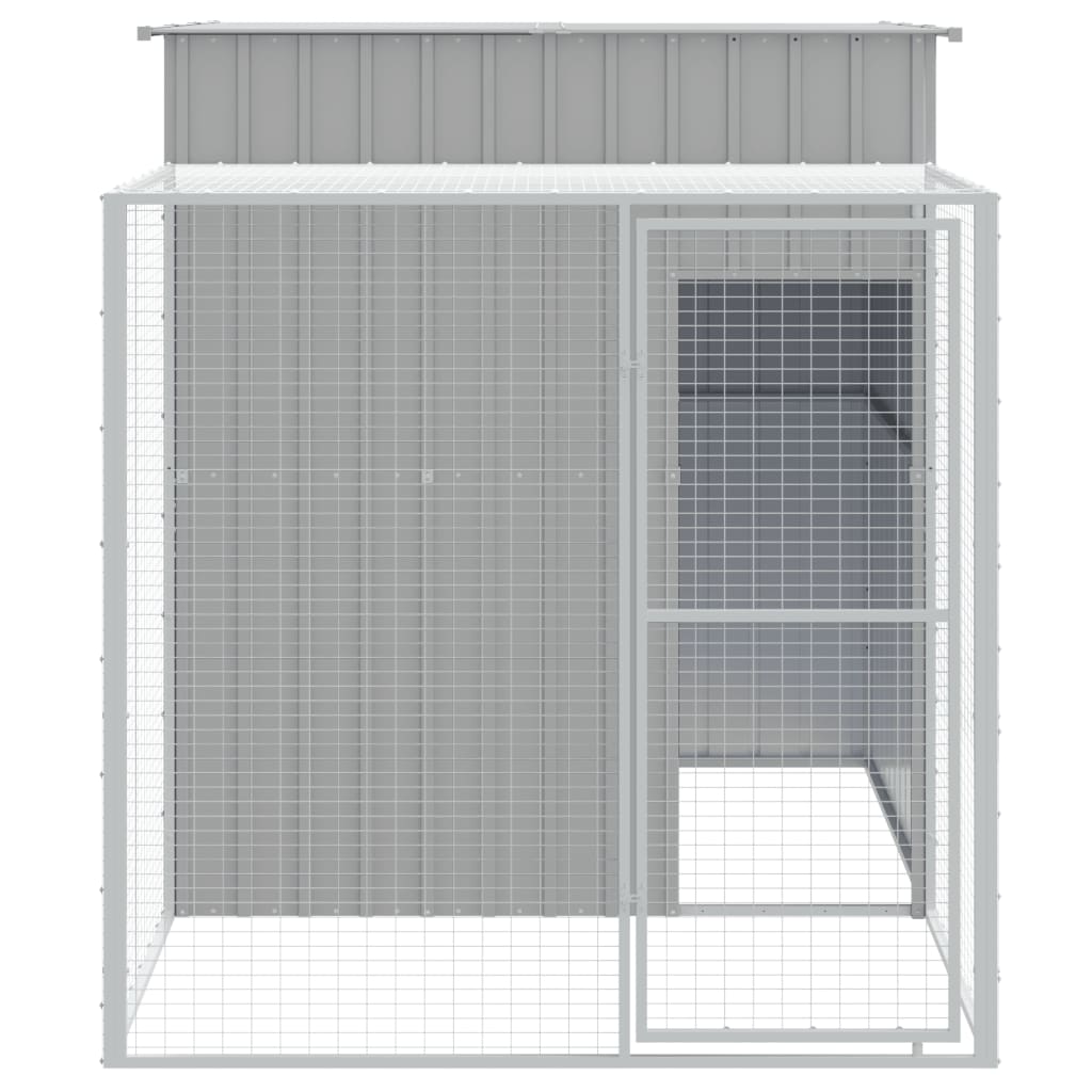 Kippenhok met ren 165x251x181 cm gegalvaniseerd staal grijs - Afbeelding 3