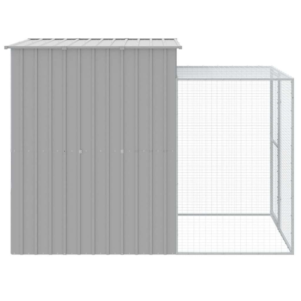Kippenhok met ren 165x251x181 cm gegalvaniseerd staal grijs - Afbeelding 4