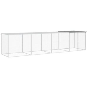 Kippenhok met dak 403x98x90 cm gegalvaniseerd staal lichtgrijs