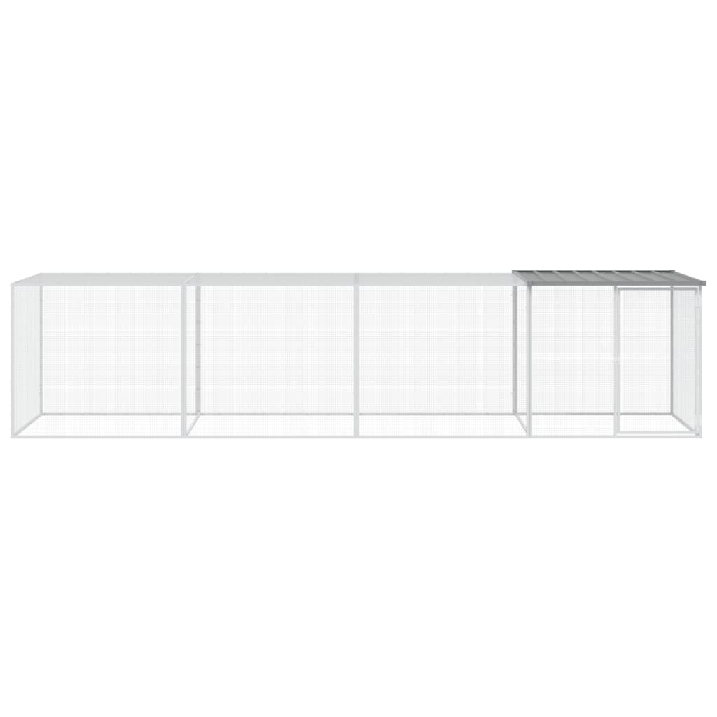 Kippenhok met dak 403x98x90 cm gegalvaniseerd staal lichtgrijs - Afbeelding 2