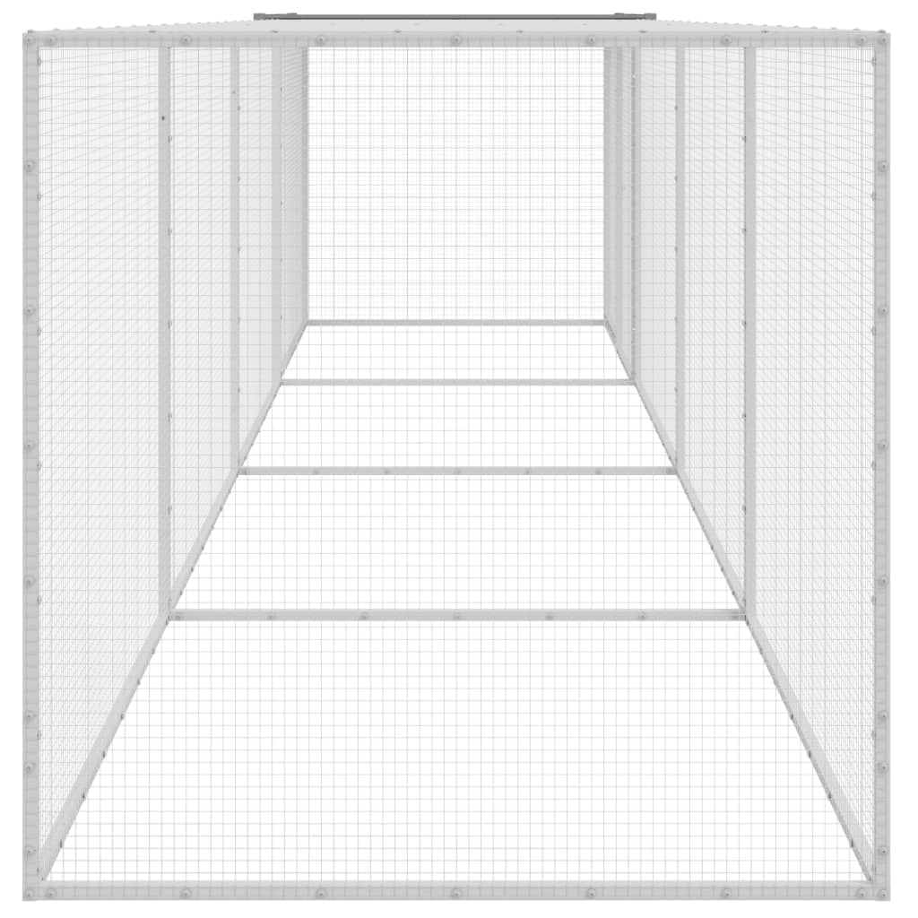 Kippenhok met dak 403x98x90 cm gegalvaniseerd staal lichtgrijs - Afbeelding 3