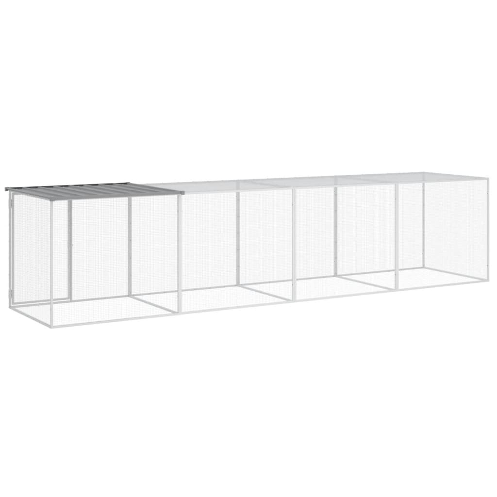 Kippenhok met dak 403x98x90 cm gegalvaniseerd staal lichtgrijs - Afbeelding 4