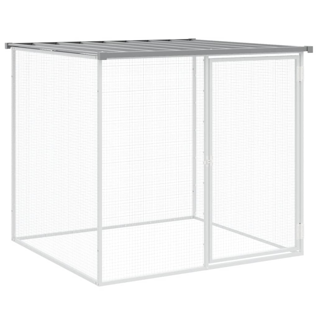 Kippenhok met dak 403x98x90 cm gegalvaniseerd staal lichtgrijs - Afbeelding 5
