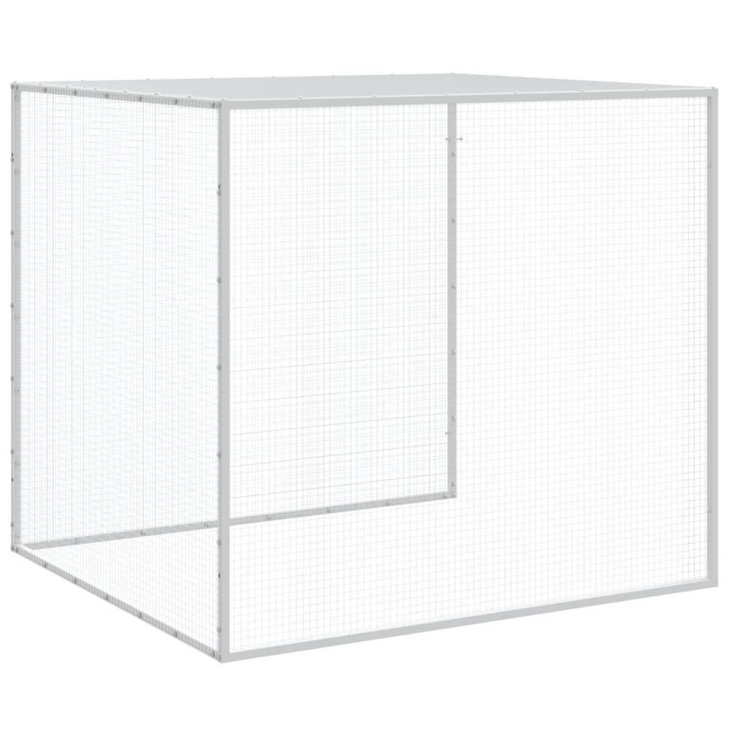 Kippenhok met dak 403x98x90 cm gegalvaniseerd staal lichtgrijs - Afbeelding 7
