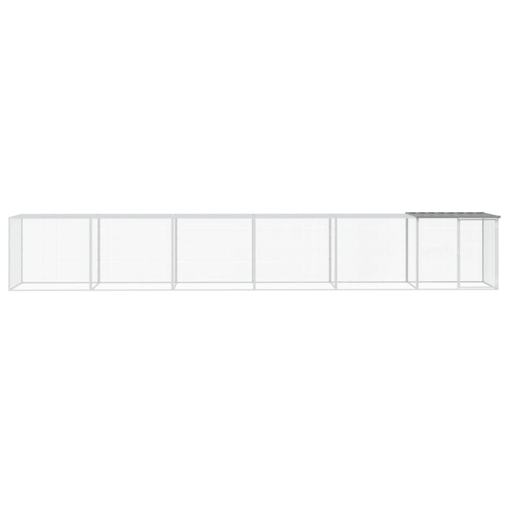 Kippenhok met dak 603x98x90 cm gegalvaniseerd staal lichtgrijs - Afbeelding 2