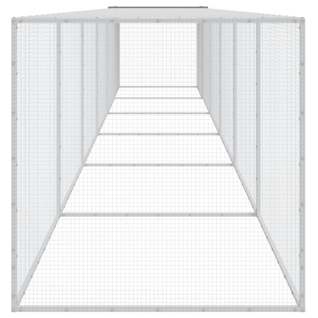 Kippenhok met dak 603x98x90 cm gegalvaniseerd staal lichtgrijs - Afbeelding 3