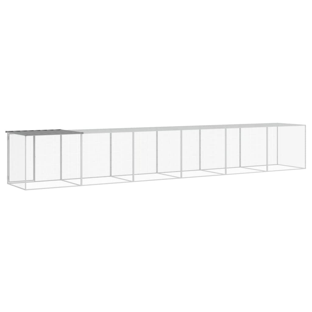 Kippenhok met dak 603x98x90 cm gegalvaniseerd staal lichtgrijs - Afbeelding 4