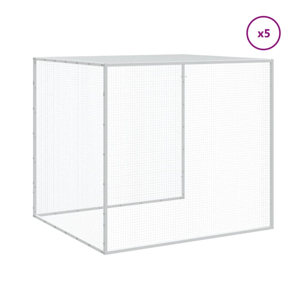 Kippenhok met dak 603x98x90 cm gegalvaniseerd staal lichtgrijs - Afbeelding 6