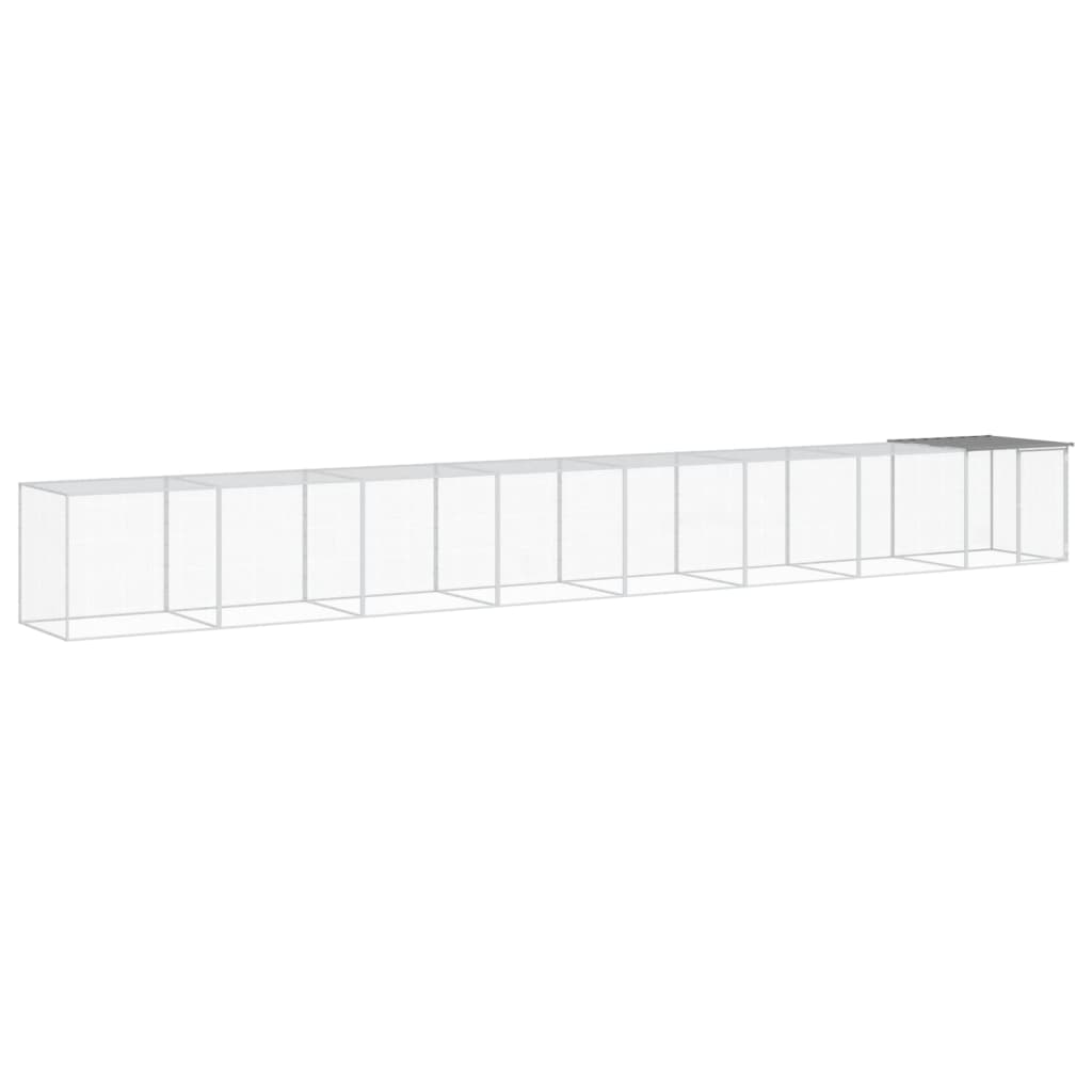 Kippenhok met dak 803x98x90 cm gegalvaniseerd staal lichtgrijs - Afbeelding 2