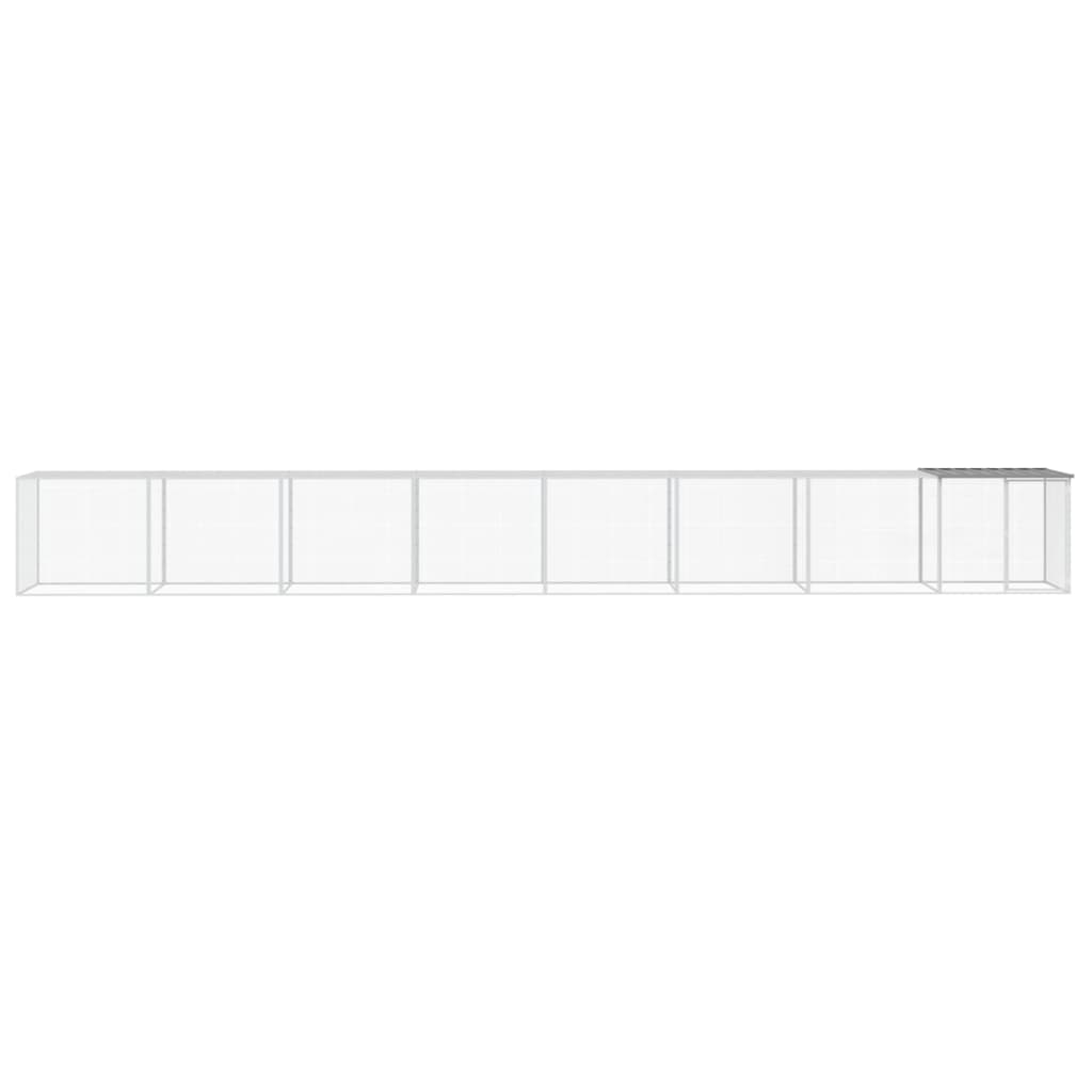 Kippenhok met dak 803x98x90 cm gegalvaniseerd staal lichtgrijs - Afbeelding 3