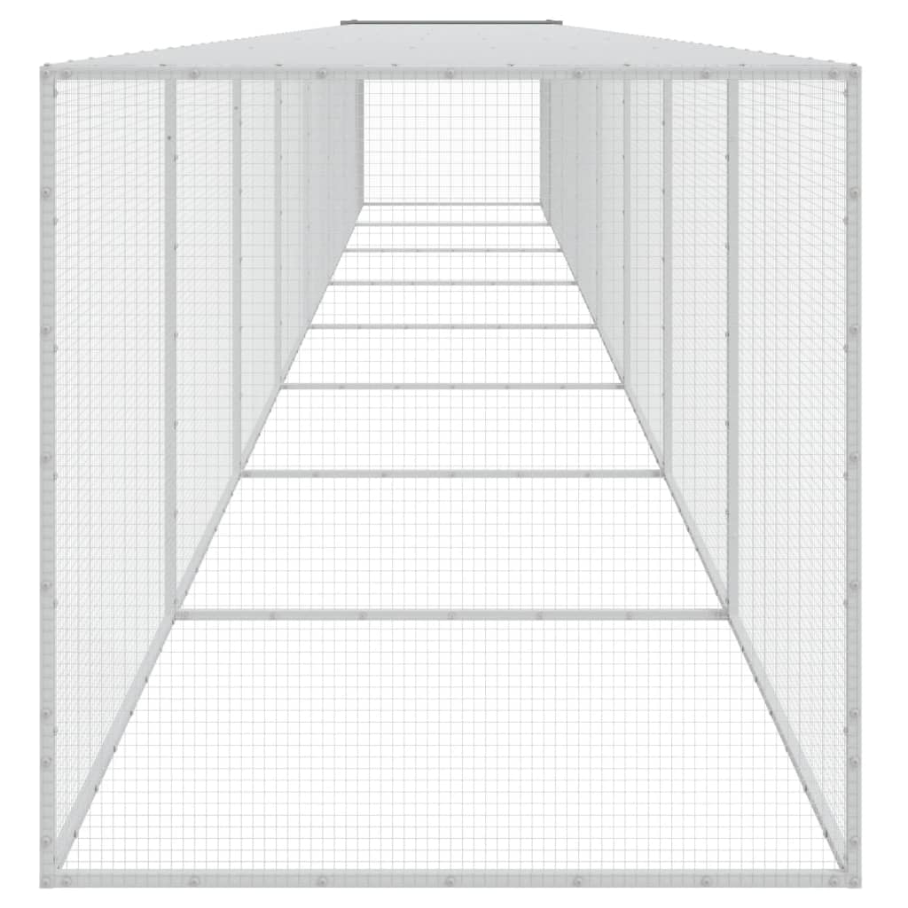 Kippenhok met dak 803x98x90 cm gegalvaniseerd staal lichtgrijs - Afbeelding 4