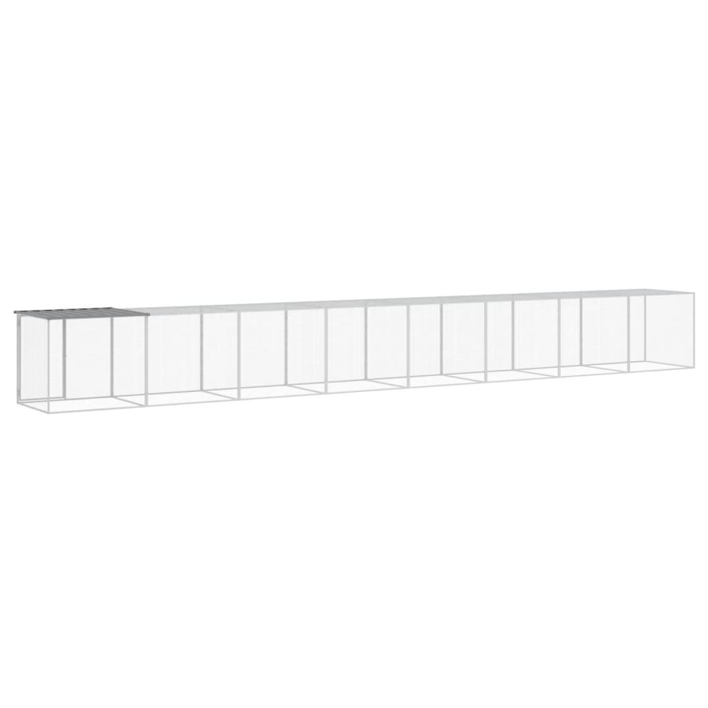 Kippenhok met dak 803x98x90 cm gegalvaniseerd staal lichtgrijs - Afbeelding 5
