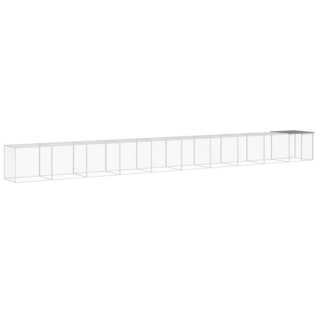Kippenhok met dak 1003x98x90 cm gegalvaniseerd staal lichtgrijs - Afbeelding 2