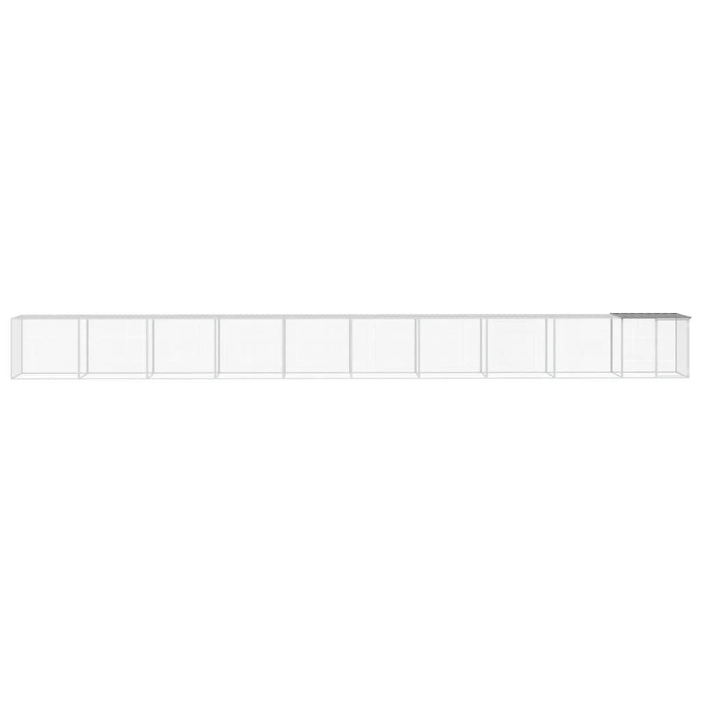 Kippenhok met dak 1003x98x90 cm gegalvaniseerd staal lichtgrijs - Afbeelding 3