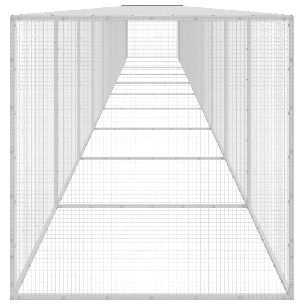 Kippenhok met dak 1003x98x90 cm gegalvaniseerd staal lichtgrijs - Afbeelding 4