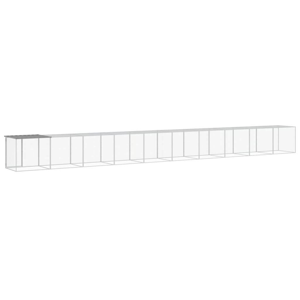 Kippenhok met dak 1003x98x90 cm gegalvaniseerd staal lichtgrijs - Afbeelding 5