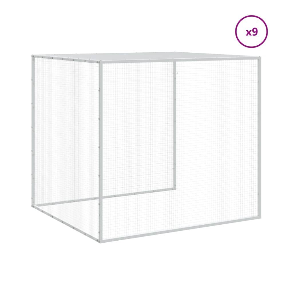 Kippenhok met dak 1003x98x90 cm gegalvaniseerd staal lichtgrijs - Afbeelding 7