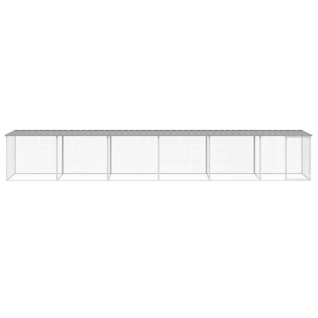 Kippenhok met dak 603x98x90 cm gegalvaniseerd staal lichtgrijs - Afbeelding 2