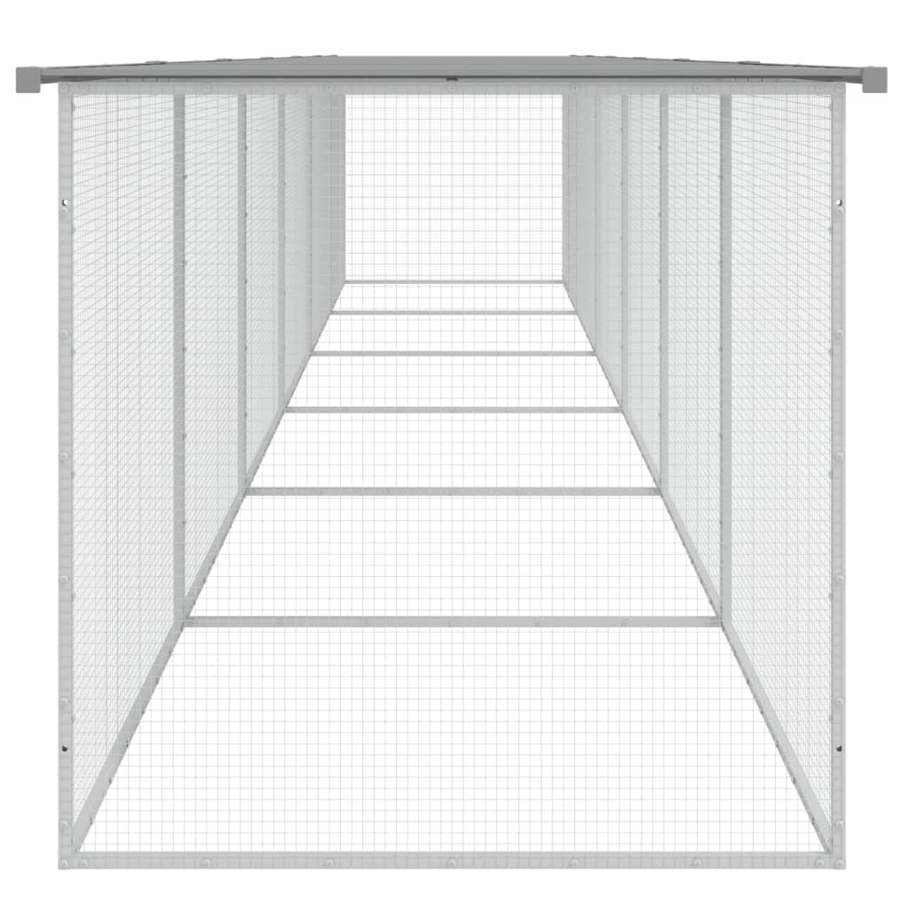 Kippenhok met dak 603x98x90 cm gegalvaniseerd staal lichtgrijs - Afbeelding 3