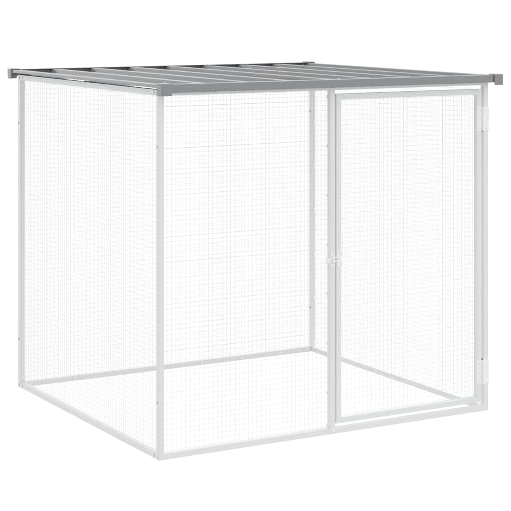 Kippenhok met dak 603x98x90 cm gegalvaniseerd staal lichtgrijs - Afbeelding 5