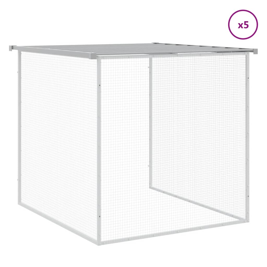 Kippenhok met dak 603x98x90 cm gegalvaniseerd staal lichtgrijs - Afbeelding 6