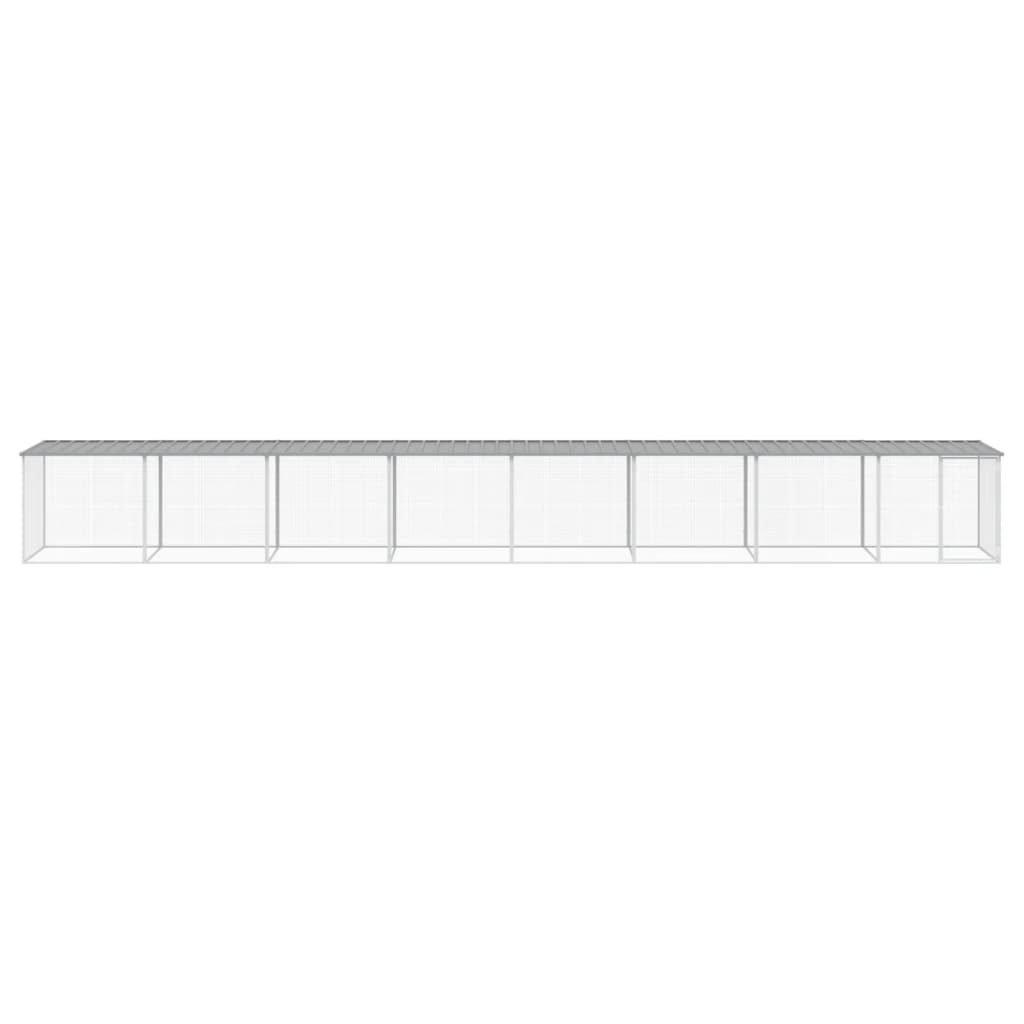 Kippenhok met dak 803x98x90 cm gegalvaniseerd staal lichtgrijs - Afbeelding 3