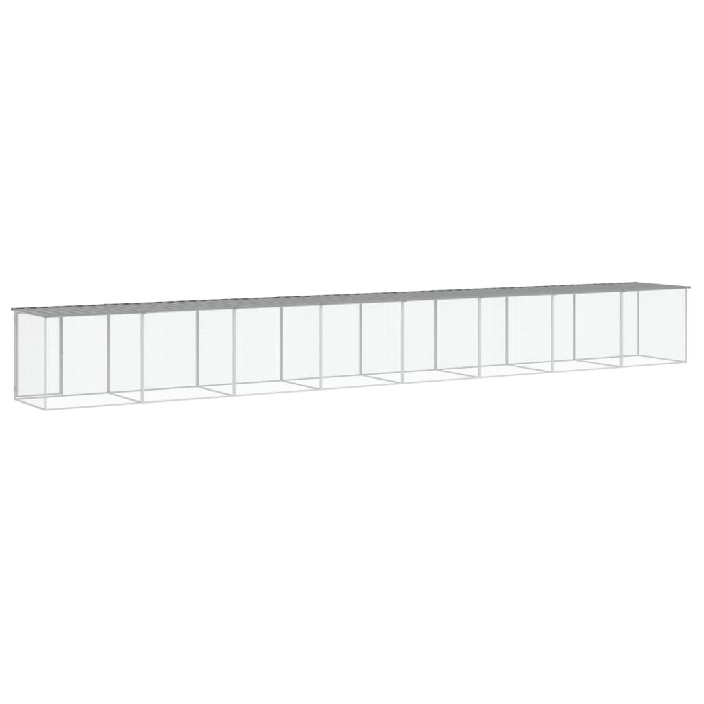 Kippenhok met dak 803x98x90 cm gegalvaniseerd staal lichtgrijs - Afbeelding 5