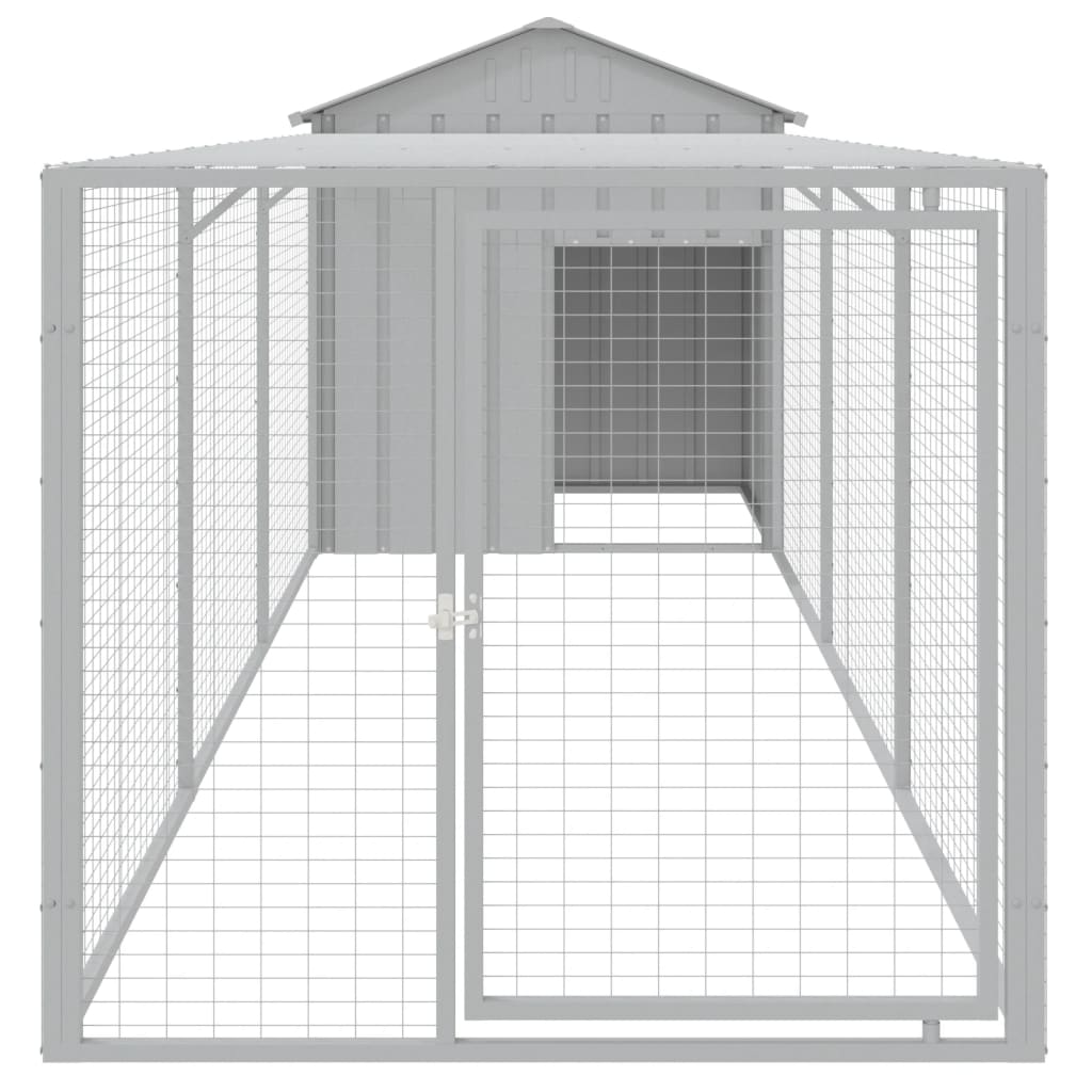 Kippenhok met ren 117x405x123 cm staal lichtgrijs - Afbeelding 2