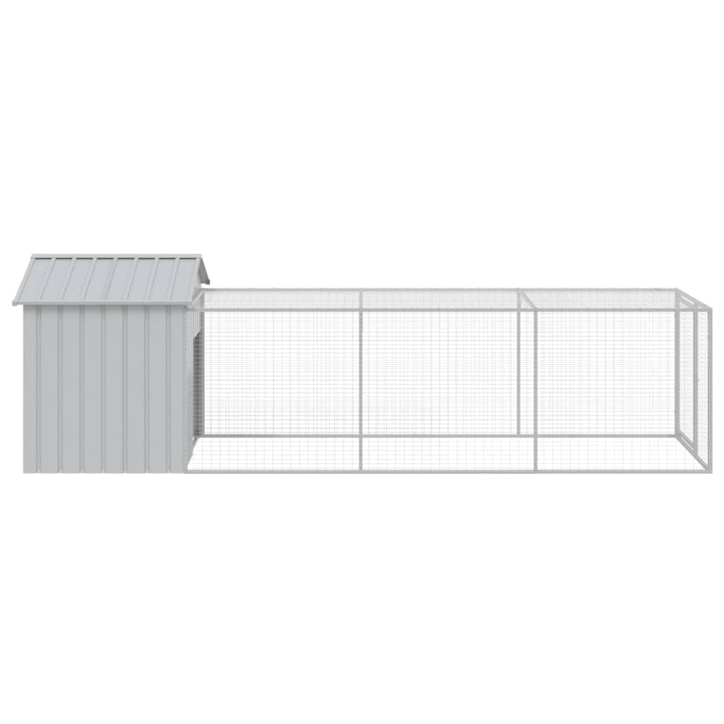 Kippenhok met ren 117x405x123 cm staal lichtgrijs - Afbeelding 3