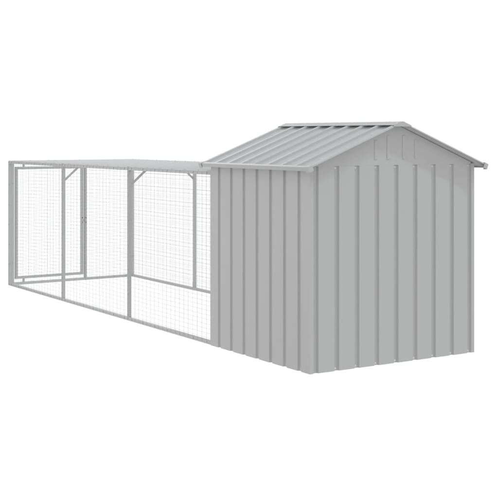 Kippenhok met ren 117x405x123 cm staal lichtgrijs - Afbeelding 4