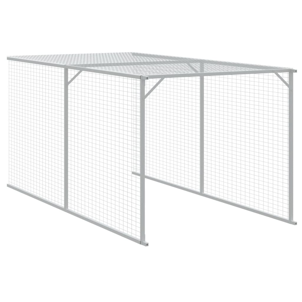 Kippenhok met ren 117x405x123 cm staal lichtgrijs - Afbeelding 6
