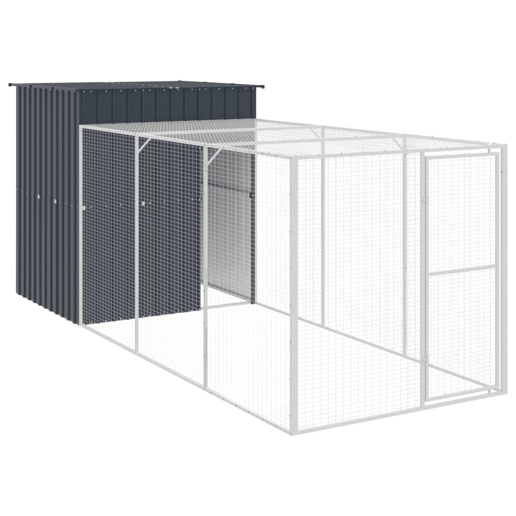 Kippenhok met ren 165x455x181 cm gegalvaniseerd staal antraciet - Afbeelding 2
