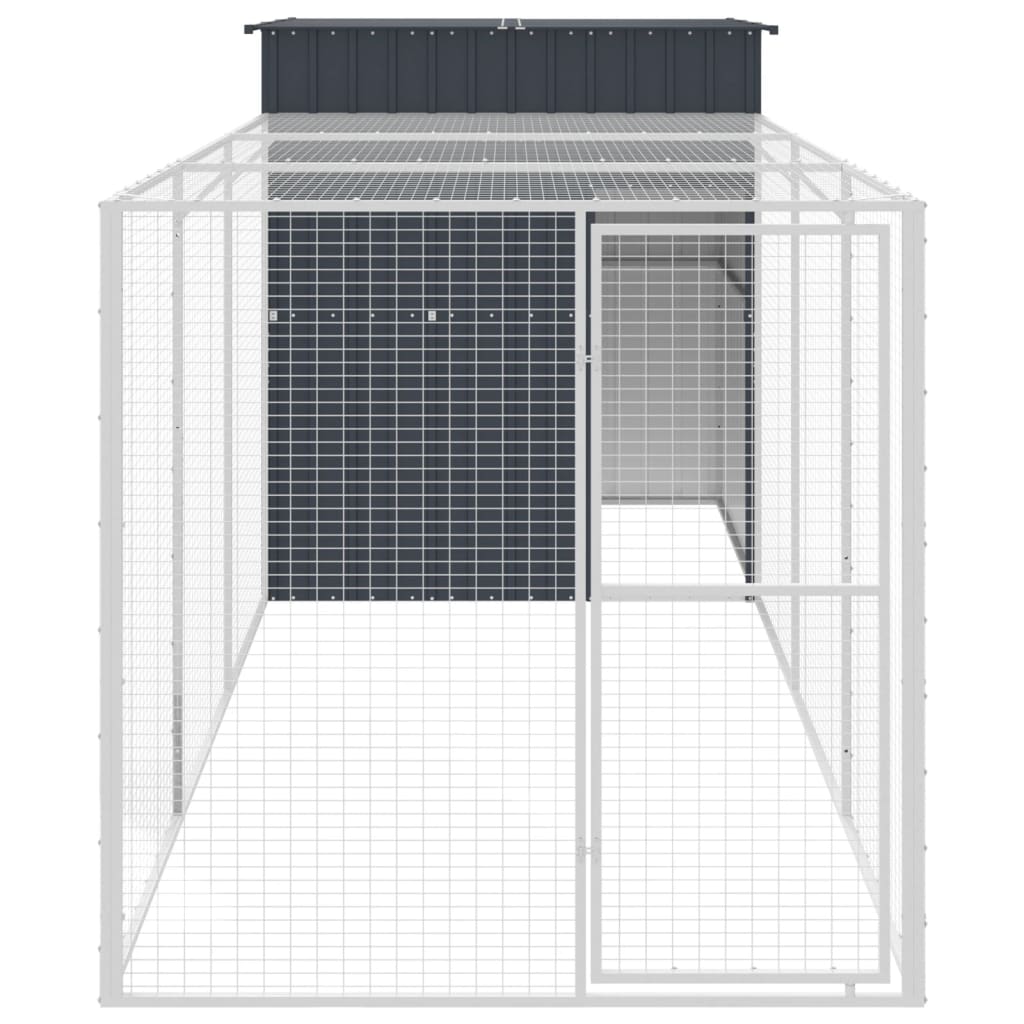 Kippenhok met ren 165x455x181 cm gegalvaniseerd staal antraciet - Afbeelding 3
