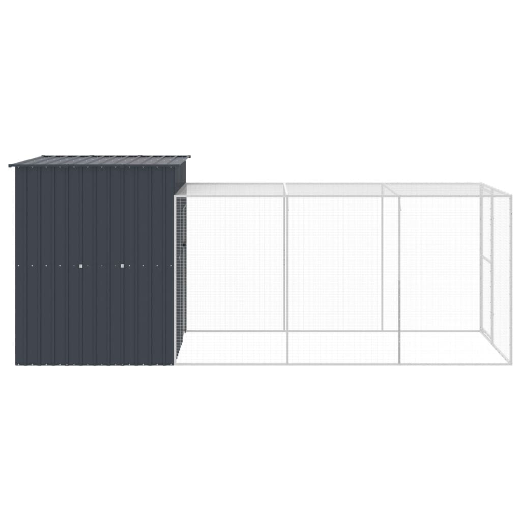 Kippenhok met ren 165x455x181 cm gegalvaniseerd staal antraciet - Afbeelding 4