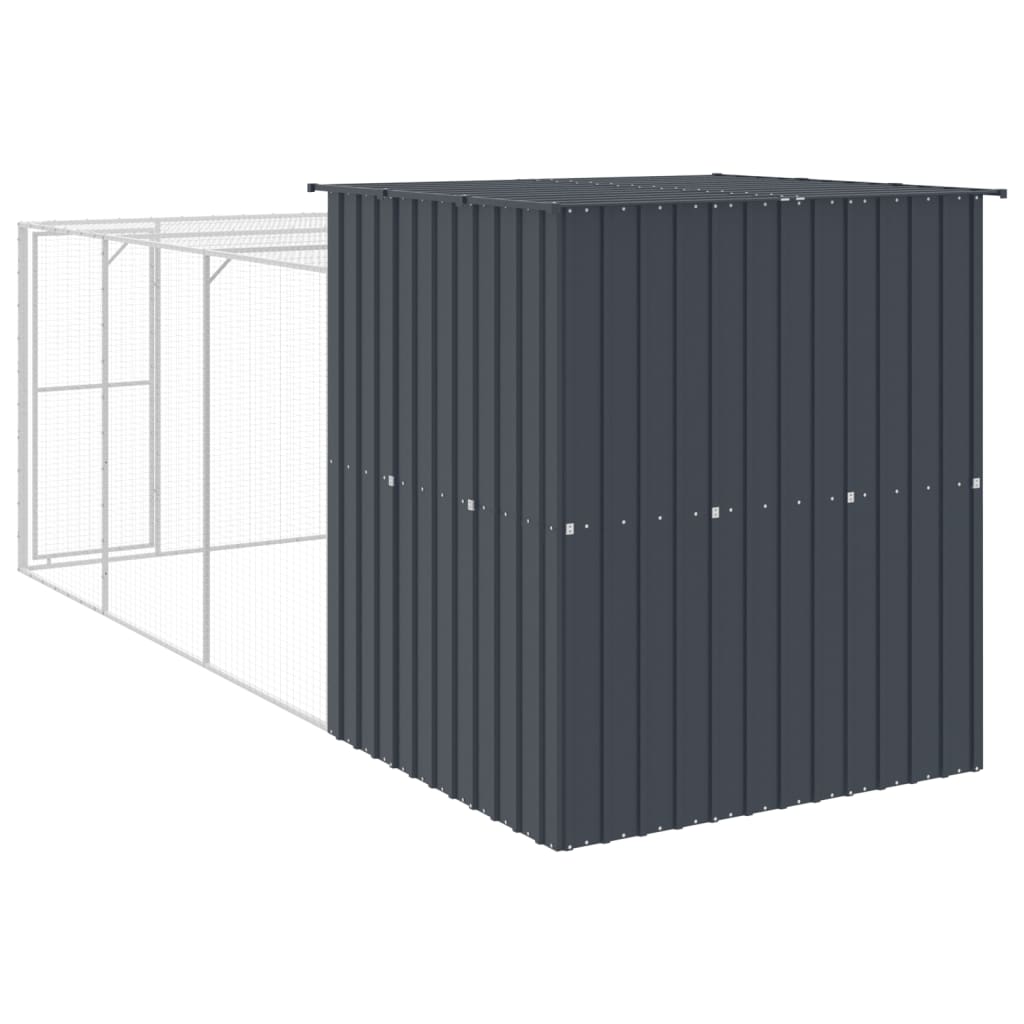 Kippenhok met ren 165x455x181 cm gegalvaniseerd staal antraciet - Afbeelding 5