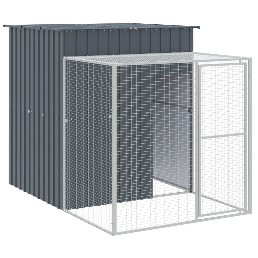 Kippenhok met ren 165x455x181 cm gegalvaniseerd staal antraciet - Afbeelding 6