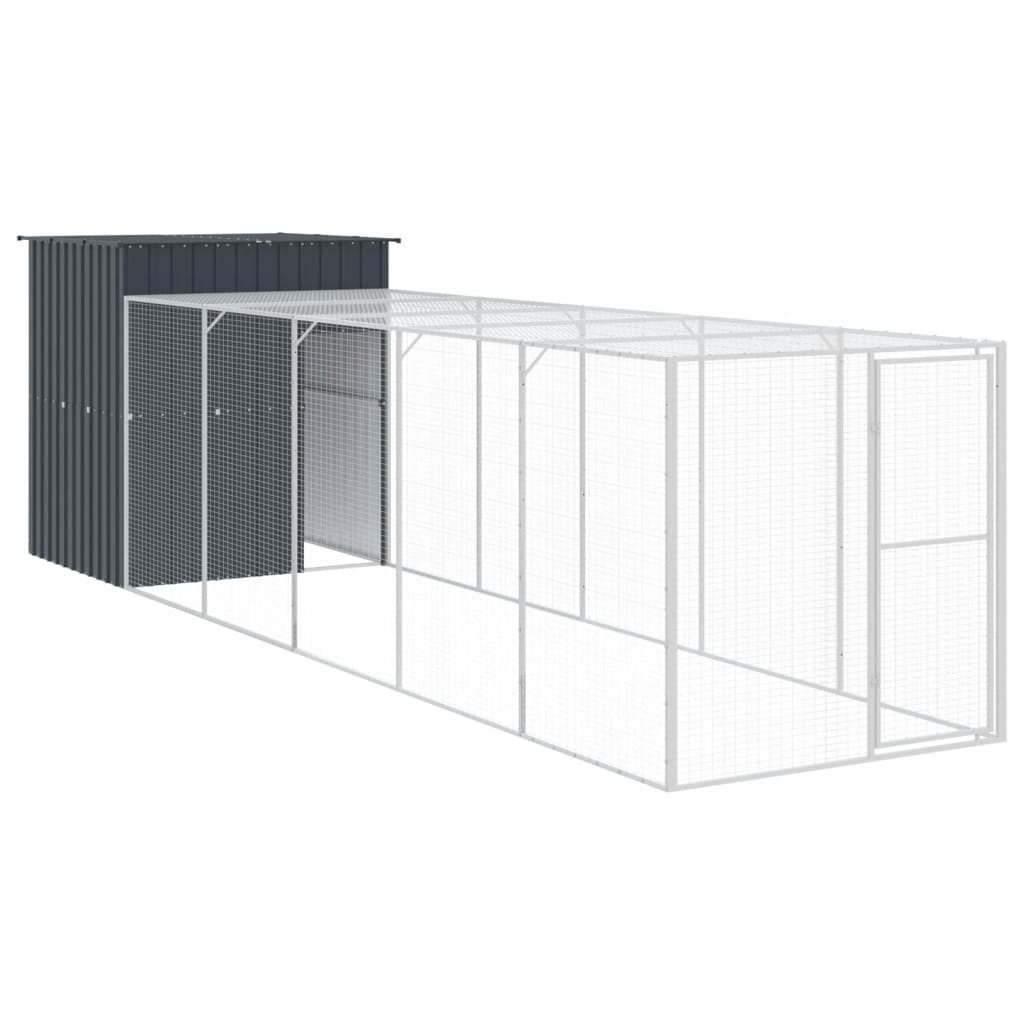 Kippenhok met ren 165x659x181 cm gegalvaniseerd staal antraciet - Afbeelding 2