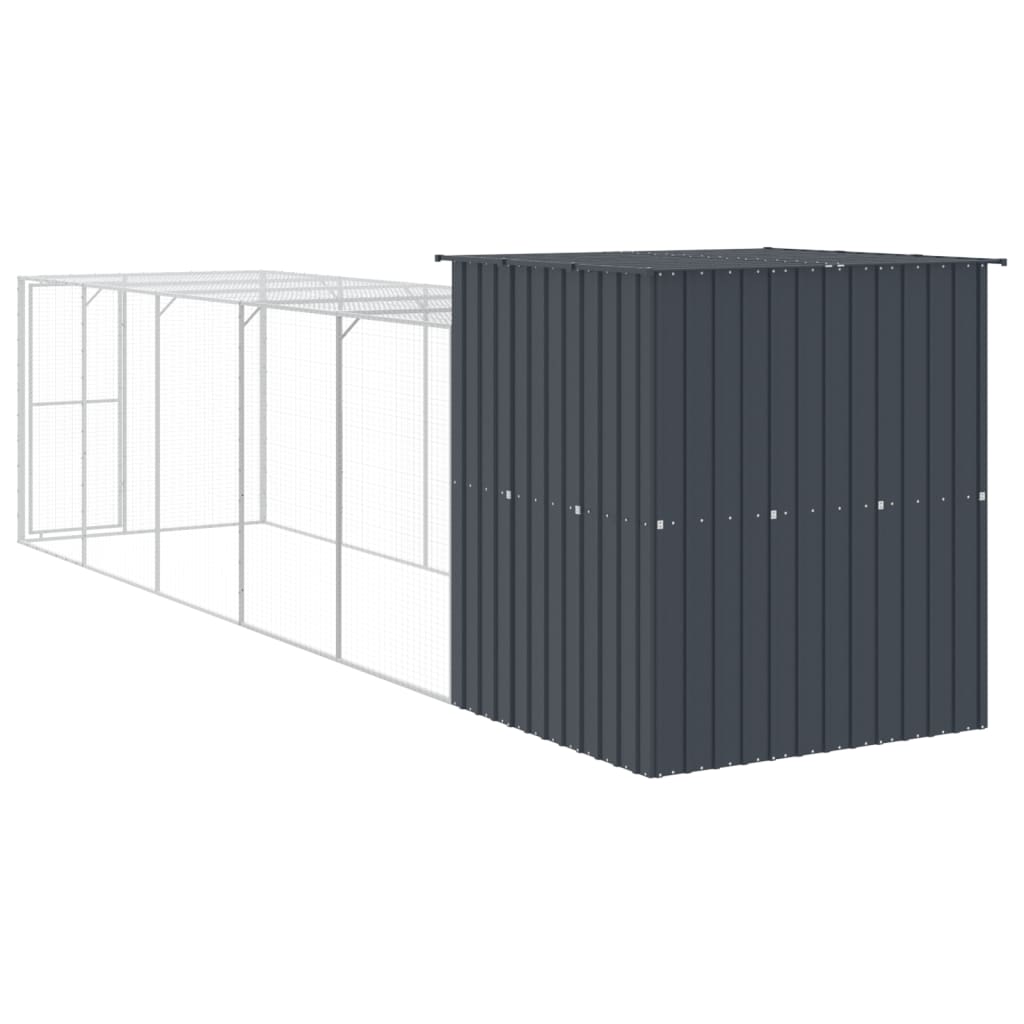 Kippenhok met ren 165x659x181 cm gegalvaniseerd staal antraciet - Afbeelding 5