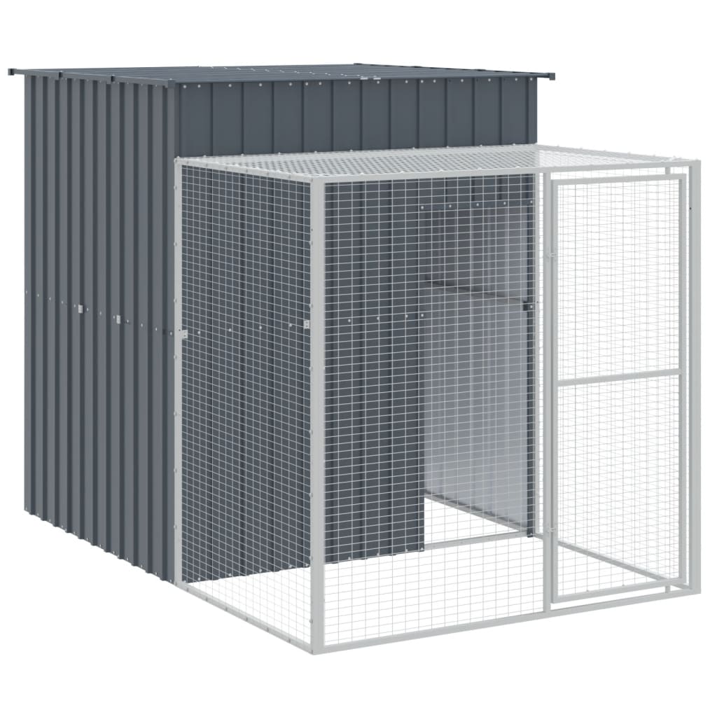 Kippenhok met ren 165x659x181 cm gegalvaniseerd staal antraciet - Afbeelding 6