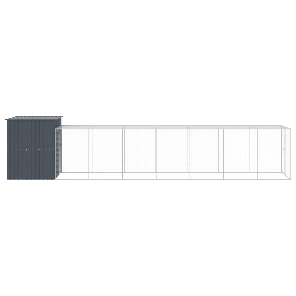 Kippenhok met ren 165x863x181 cm gegalvaniseerd staal antraciet - Afbeelding 4