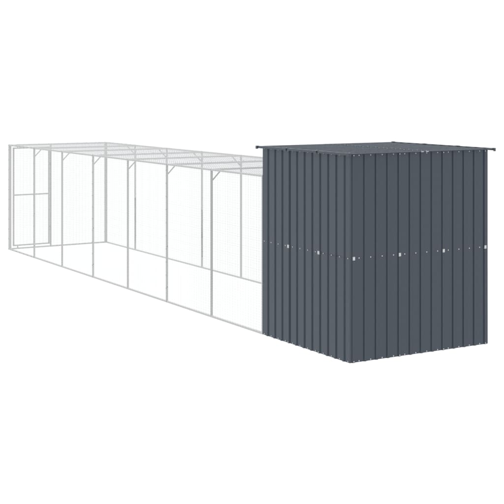 Kippenhok met ren 165x863x181 cm gegalvaniseerd staal antraciet - Afbeelding 5