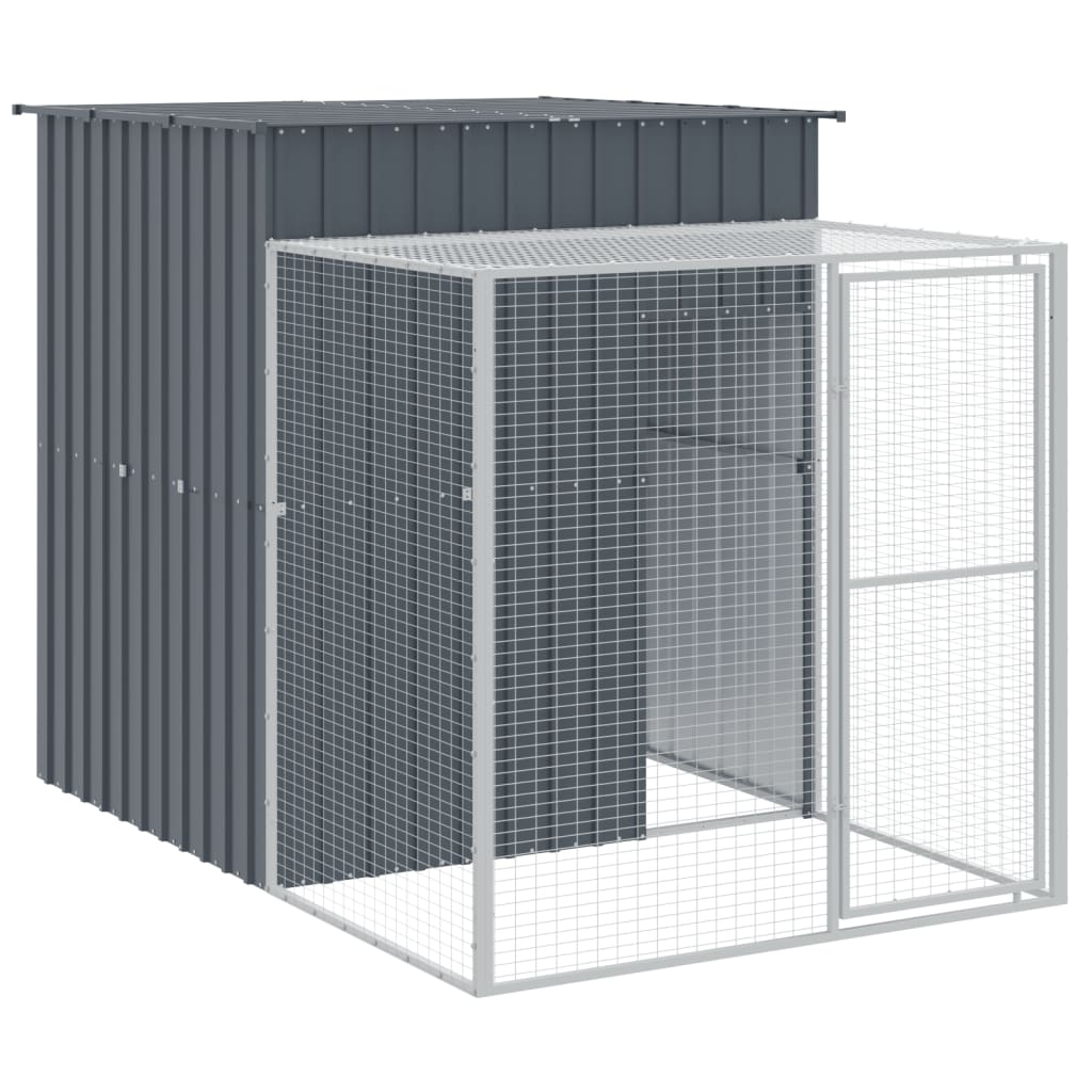 Kippenhok met ren 165x863x181 cm gegalvaniseerd staal antraciet - Afbeelding 6