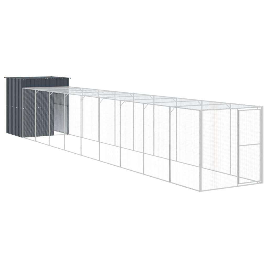Kippenhok met ren 165x1067x181 cm staal antraciet - Afbeelding 2