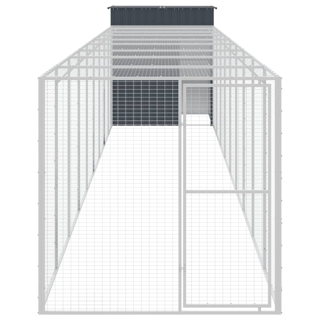 Kippenhok met ren 165x1067x181 cm staal antraciet - Afbeelding 3