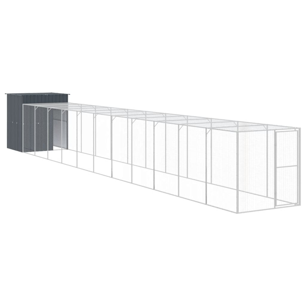 Kippenhok met ren 165x1271x181 cm staal antraciet