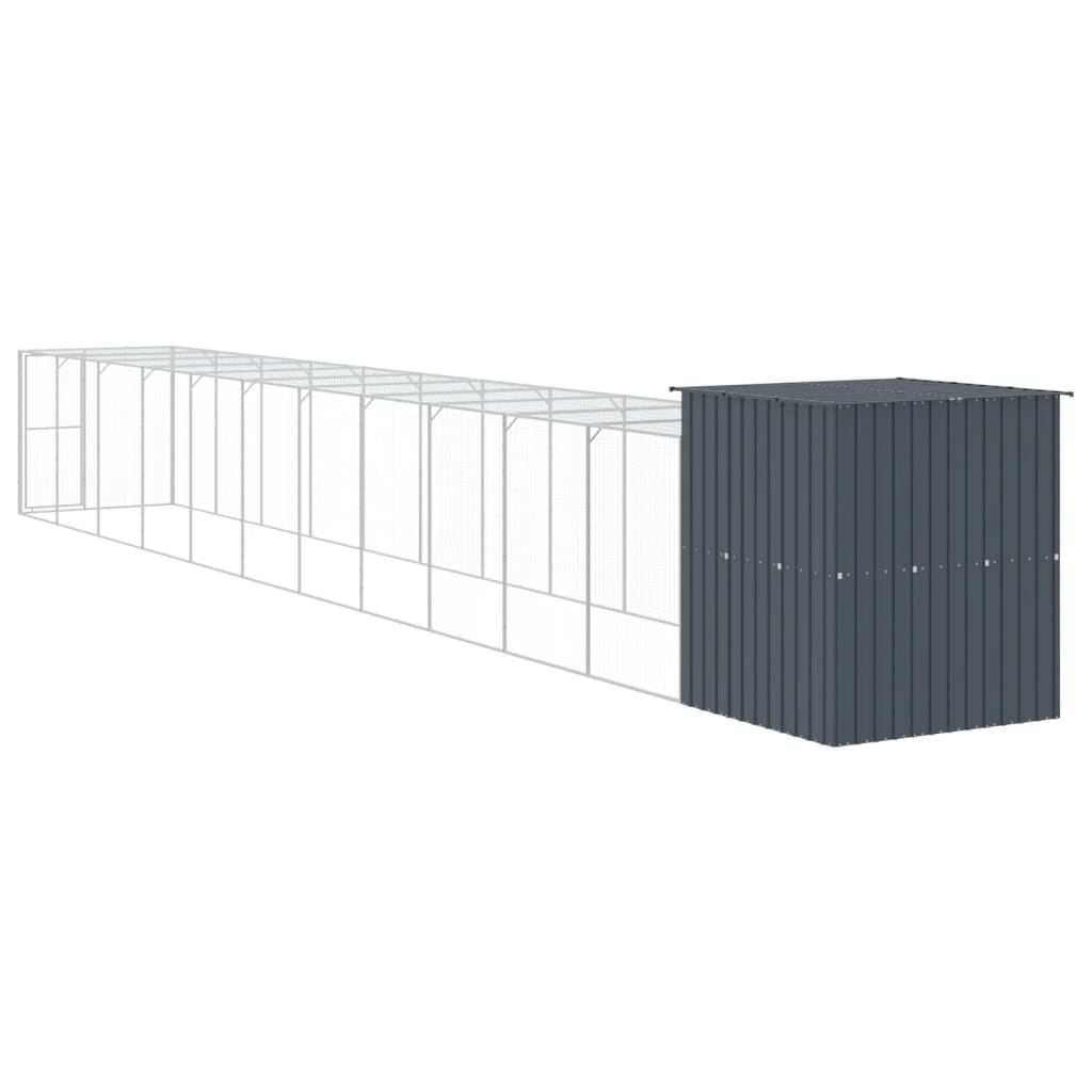 Kippenhok met ren 165x1271x181 cm staal antraciet - Afbeelding 4