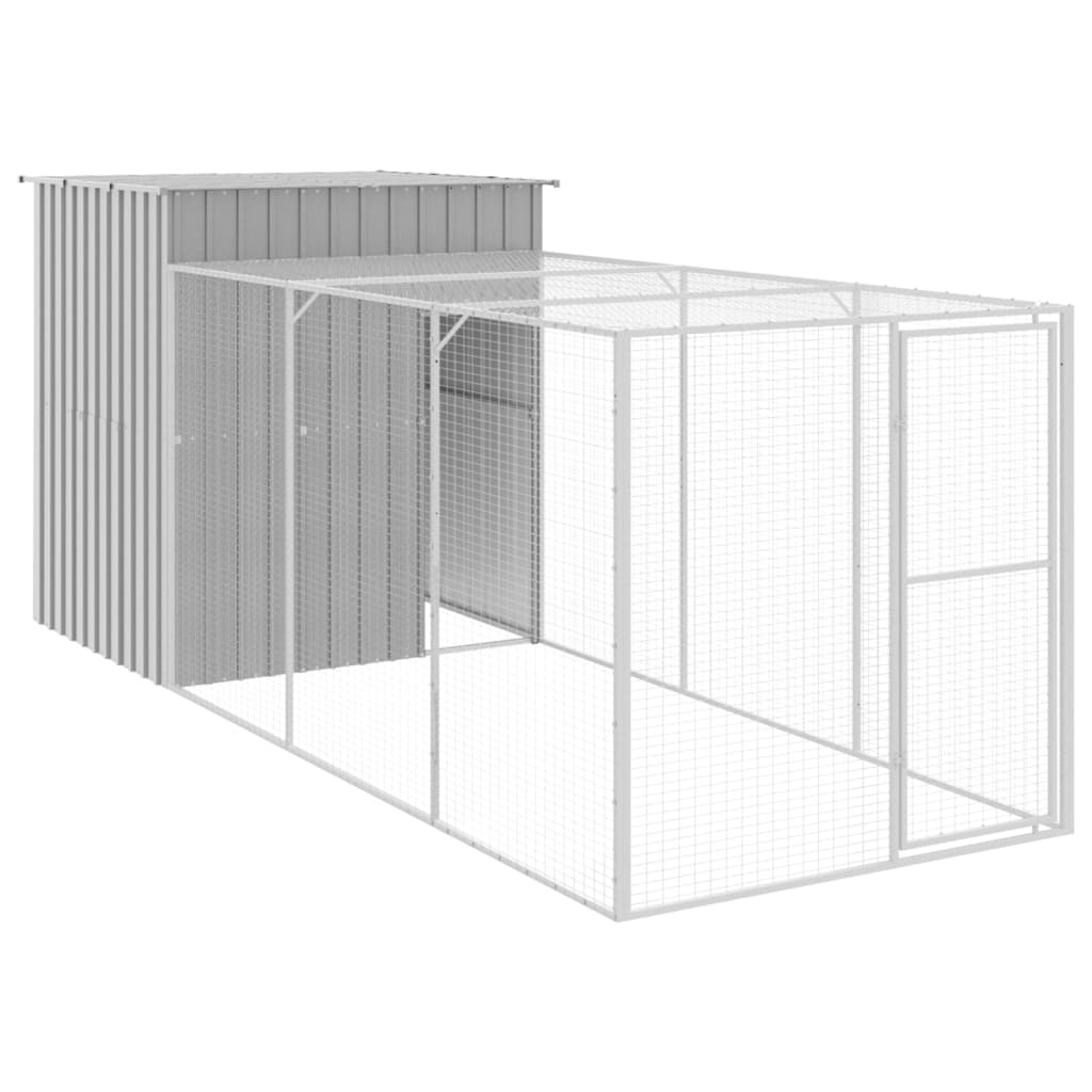 Kippenhok met ren 165x455x181 cm staal lichtgrijs - Afbeelding 2