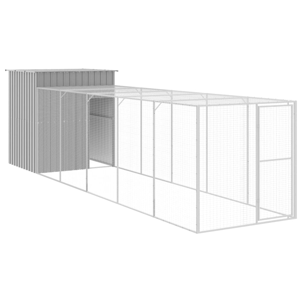 Kippenhok met ren 165x659x181 cm staal lichtgrijs - Afbeelding 2